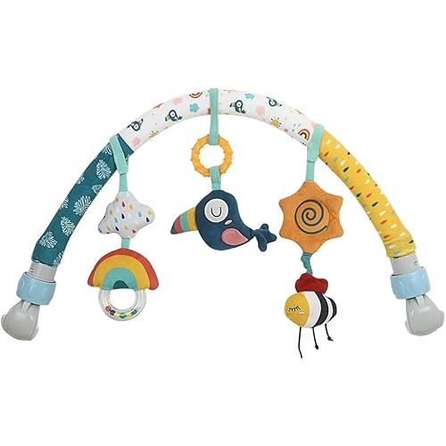Caterbee Baby Bouncer Toy bar, Stroller & Crib Accessory, Pram Activity Bar Toy Travel Arch Bassinet Toys for Toddlers (Sky)