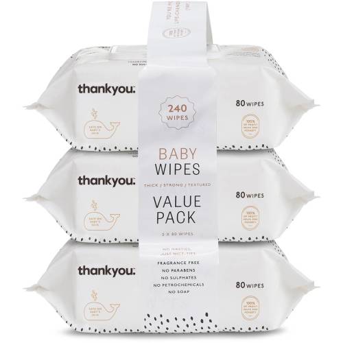 Thankyou. Thick & Soft Baby Wipes  80 x 3 pack