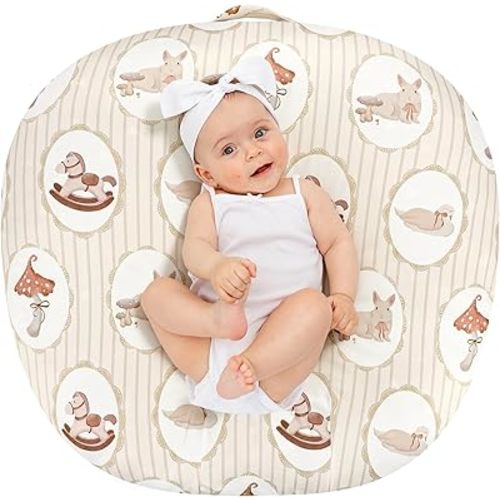 DILIMI Newborn Lounger Cover, Ultra Soft Comfortable Lounger Slipcover Removable Cover for Infant Lounger Pillow, Farm (Pillow Not Included)