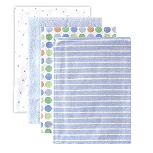 Luvable Friends Unisex Baby Cotton Flannel Receiving Blankets, Blue Stripes, One Size