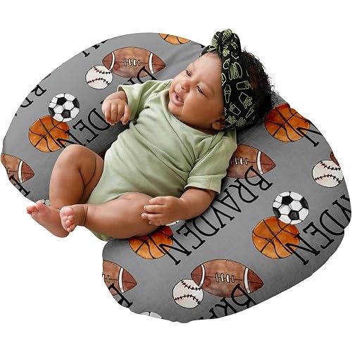 Baby Nursing Pillow Cover, Custom Breastfeeding Bottle Pillow Slipcover, Personalized Gift for Infant Boys Girls,Ball, Ultra Comfortable Soft (one Size)