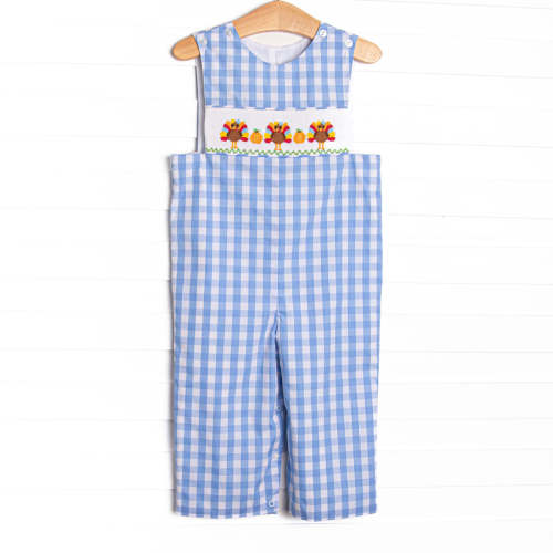 Wild Turkey Smocked Long Jon Jon, Blue – Stitchy Fish