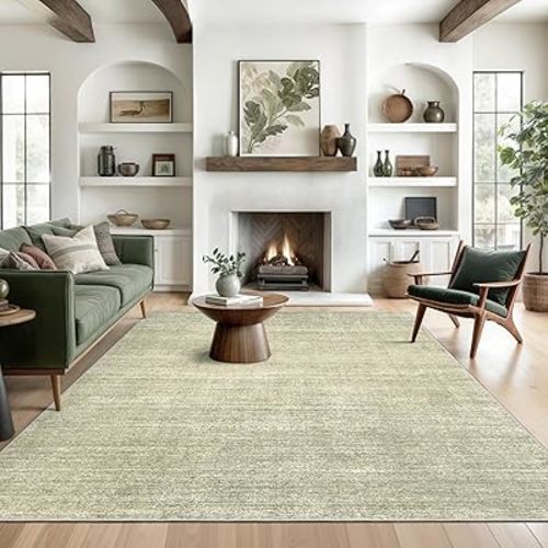8x10 Area Rugs for Living Room, Large Washable Rug Non Slip Green
