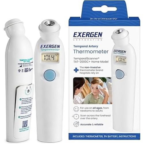 Exergen TAT-2000C+ Temporal Artery Thermometer – Fast & Accurate Forehead Thermometer for Adults, Kids & Babies