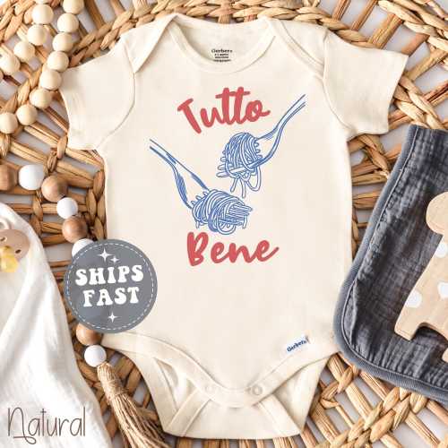 Tutto Bene Onesie® All Is Well Baby Bodysuit Pasta Baby Outfit Italian Saying Food Lover Shower Gift