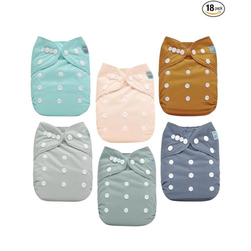 ALVABABY Baby Cloth Diaper 6 Pack with 12 Inserts One Size Cloth Diaper Covers Adjustable Washable Reusable for Baby Girls and Boys