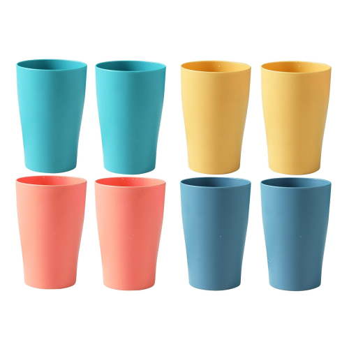 Toddler Cups Open,8 Oz Wheat Straw Drinking Cups,8PCS Plastic Reusable Cups,Bpa Free Unbreakable Water Cups For Kitchen And Dining,Dishwasher And Microwave Safe,(Yellow + Green + Blue + Orange)*2