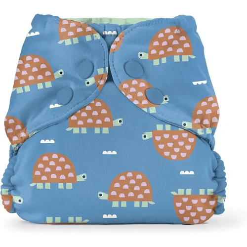 Esembly Cloth Diaper Cover - Reusable Swim Diaper, Waterproof, Breathable - Adjustable Outer Layer Over Absorbent Inner for Blowout Protection - Turtles, Size 1 (7-17lbs)