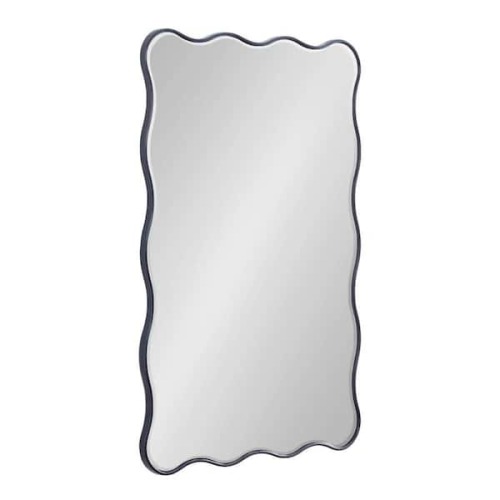 Viona Navy Blue 24 in. W x 36 in. H MidCentury Scalloped Wood Wall Mirror