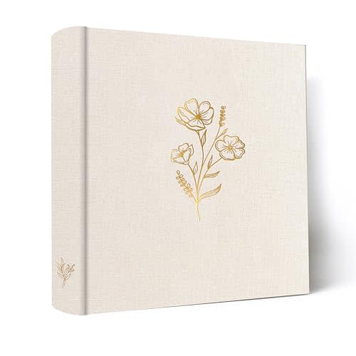 Holoary Photo Album 4x6 200 Photos, 200 Pockets 4”x6” Picture Album, Linen Fabric Cover Big Picture Book for Photos with Writing Area, 4x6 Photo Albums for Family Weddings Travel Memories(Beige)