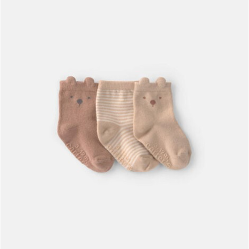 Baby 3-Pack Bear Baby Booties - Brown | Carter's