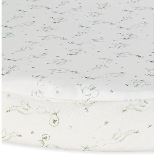 Under The Nile Organic Cotton Bassinet Sheet - Stork Print, 28" x 18"