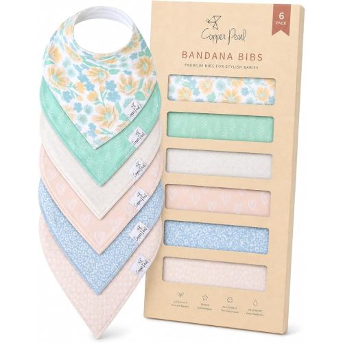 Copper Pearl Baby Bibs 4 Pack, Bandana Drool Bibs for Baby Girl & Boy, Soft Cotton Bibs for Drooling and Teething