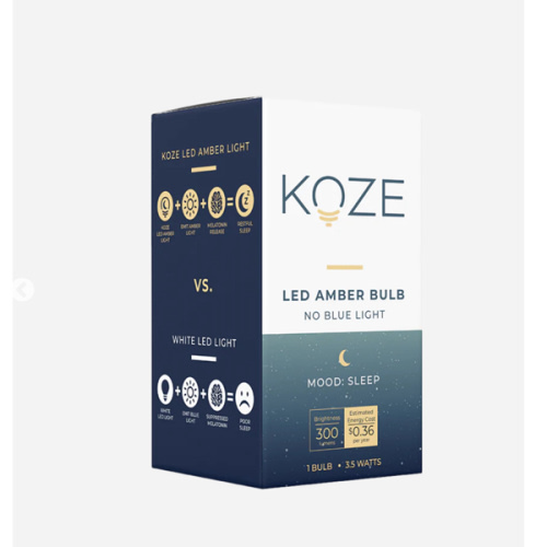 KOZE Sleep Bulb - Amber Blue Light Blocking Sleep Light Bulb - Optimize Melatonin Release & Promote Sleep - 1600K Color Temp w/ No Blue Light - Sleep Aid For Night, Baby Nursery Light, 3.5 watt single