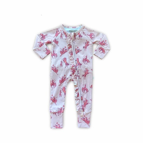 Bubblegum Pink Broncs Convertible Ruffle One-piece - Toughies