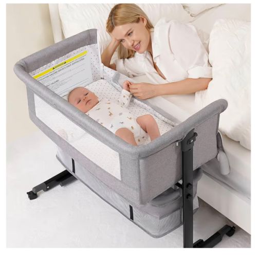 Amazon.com: Baby Bassinet, 3 in 1 Bedside Bassinets for Baby, Bassinet Bedside Sleeper with Wheels, Adjustable Height with Rocking Mode, Breathable Mesh, Storage Basket, Easy Assemble & Folding (Dark Gray) : Baby