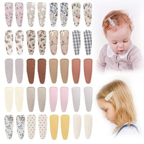 40pcs Baby Hair Clips Flower Patterns Snap Hair Clips Wrapped by Cloth Hair Pins Baby Girls Barrettes Hair Accessories for Baby Girls Infants Toddler Kids
