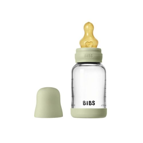 Bibs Baby Glass Bottle with Latex Nipple - 120ml - Sage