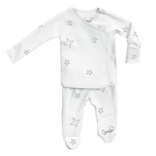 Bonsie Skin to Skin Babywear Footie - White Baby Footed Bodysuit - Stars