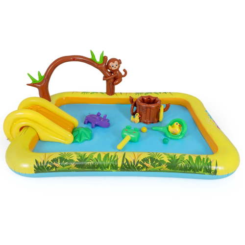 ELLEGNT Summer Inflatable Play Center – Oval Splash Pool with Slide, Animal Sprinkler, Arch Spray, 81.5" x 66" x 30.5" Kids Water Park for Backyard and Garden