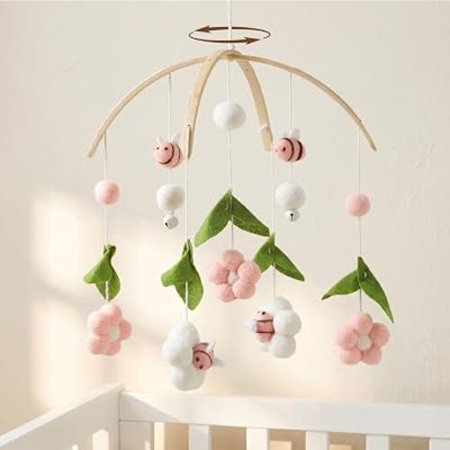 let's make Baby Mobile for Crib Handmade Pink Bee Beautiful Nursery Decor
