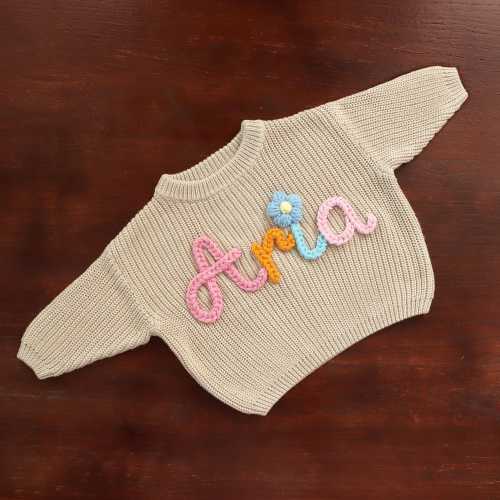 Personalized Baby Sweater, Custom Name Sweater, Embroidery Name Sweater, Newborn Girl Coming Home Outfit, Custom Knit for Babies, Baby Gifts