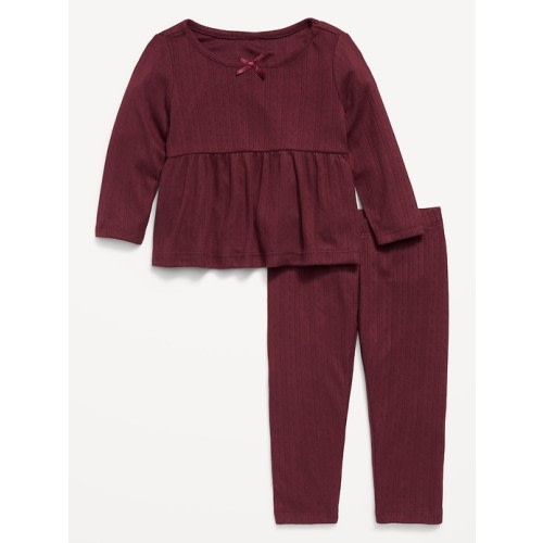 Long-Sleeve Pointelle-Knit Top and Pants Set for Baby