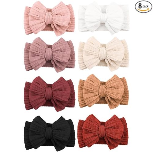 Niceye Handmade Baby Headbands Soft Stretchy Nylon Hair Bands with Bows for Newborn Infant Baby Toddler Girls