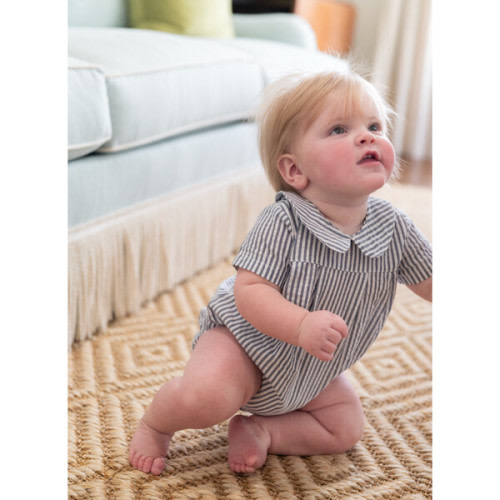 Brody Bubble, Navy Ticking Stripe - Little Paper Kids | Maisonette