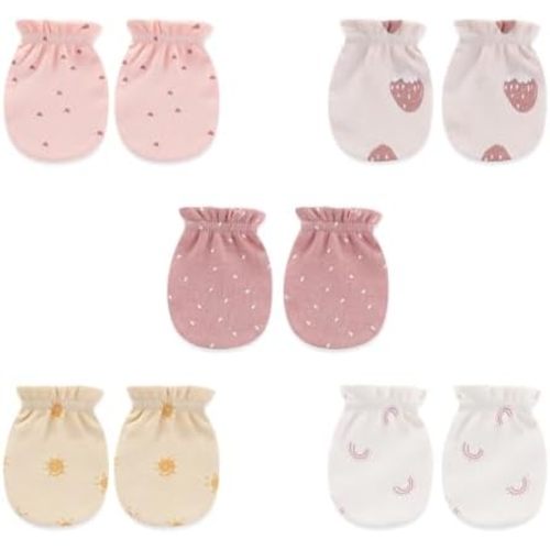 5 Pairs Baby Not Scratch Mittens 0-6 Months New Born Boy Girl Gloves Cute Infant Accessories