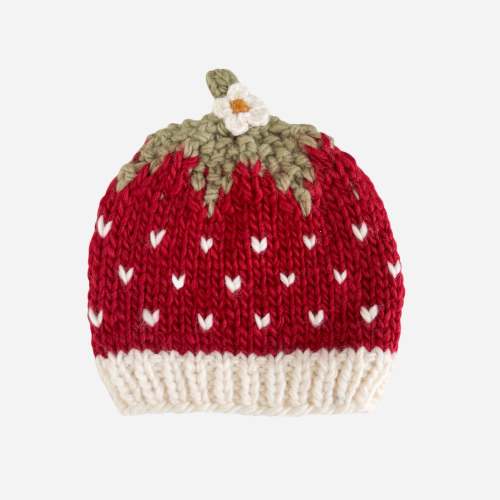 Strawberry Hat, Red and Cream