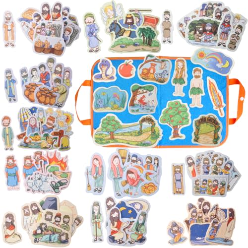 CHEFAN 12 Pack Felt Board Bible Stories PiecesFlannel Board Stories for Preschool Activities Included a Felt Bag