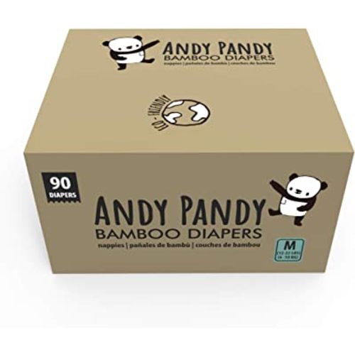 Andy Pandy Bamboo Disposable Diapers, Medium, 13-22 lbs (6-10 kg), 90 count