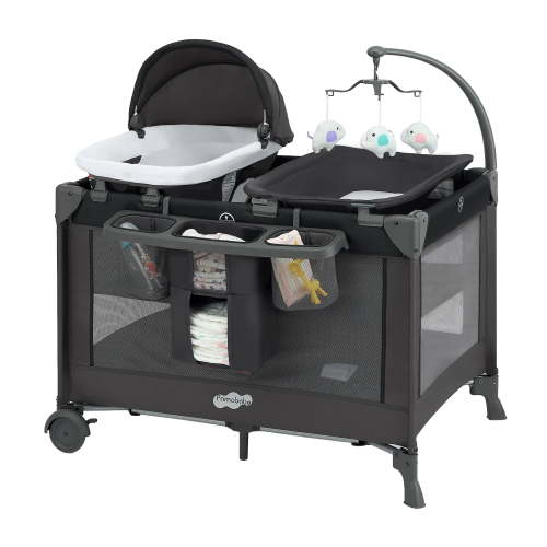 Pamo Babe 4-in-1 Baby Playard with Bassinet & Changing Table for Newborn