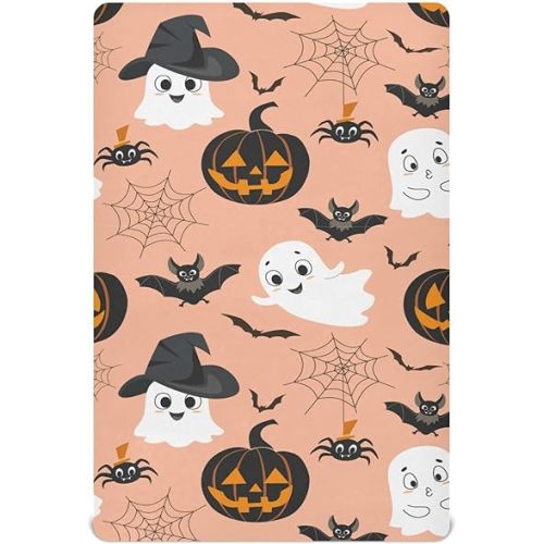 Halloween Ghost Crib Sheets Soft Breathable Fitted Baby Crib Sheets Mattress Cover for Girl Boys, 52" x 28" x 9"