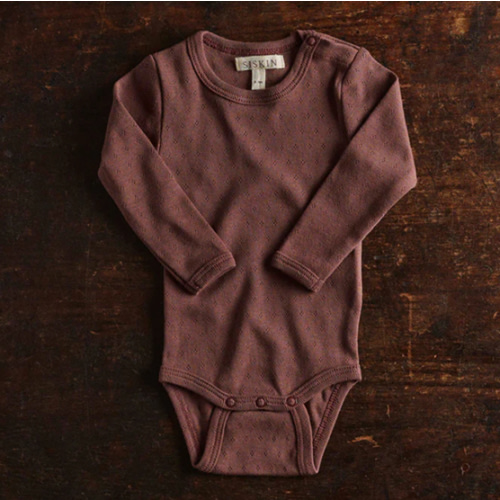Gadwall Baby Body - Cotton Pointelle - Damson