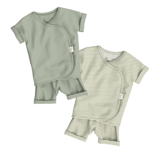 Baby Bundle Romper - Avocado + Mint Twist – Bonsie Skin to Skin Babywear