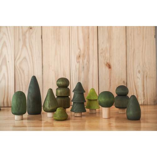 Wooden Forest Set Spring Color / Woodland Trees Set, 10 Pieces of Wooden Trees Waldorf Toy