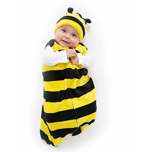 Baby Fleece Sleep Sack - Infant Wearable Blanket Newborn Swaddle Sleepbag & Hat