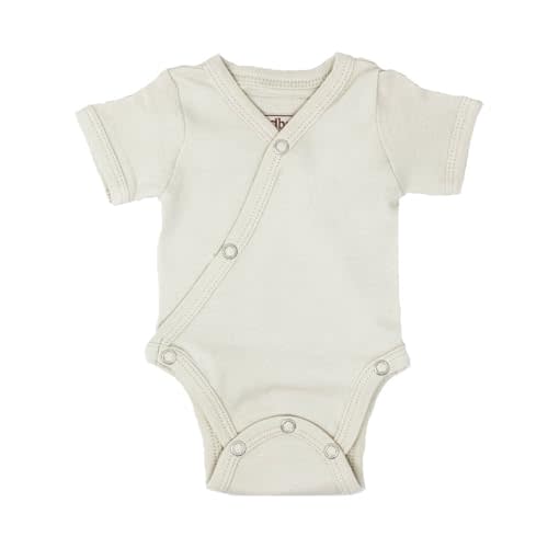 L'ovedbaby Unisex Baby Organic Cotton Short Sleeve Kimono Bodysuit, GOTS Certified, Snap Wrap Onesie for Newborns & Infants