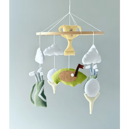 Handmade Golf Baby Mobile, Felt Nursery Decor