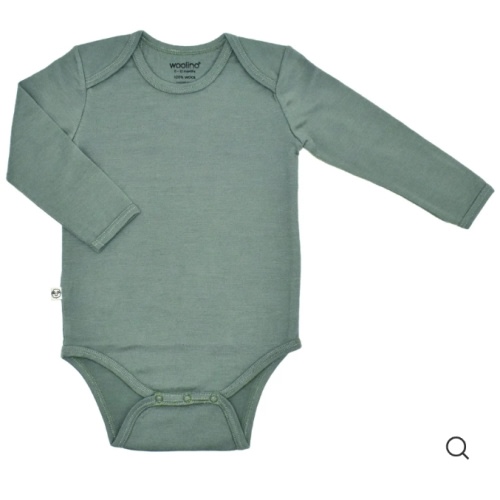 Baby Bodysuit, Long Sleeve, Merino Wool, Sage