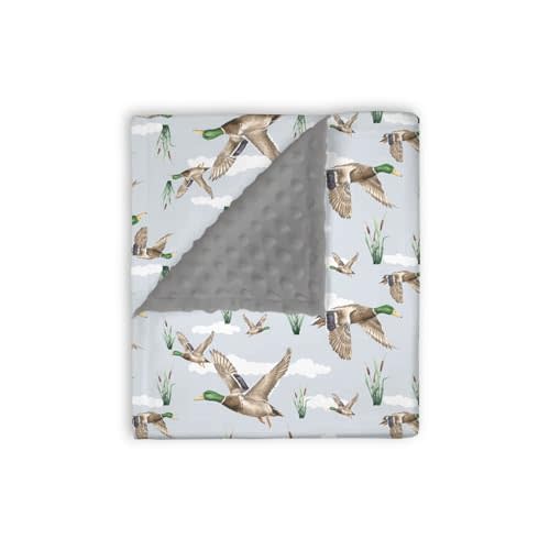 Mink Baby Boys Blanket Mallard Duck Hunting, Wild Lake Bird Animal Hunter Reed Soft Plush Double Layer Dotted Backing Receiving Swaddle, Newborn Infant Toddler Nursery Crib Bedding 30 x 40