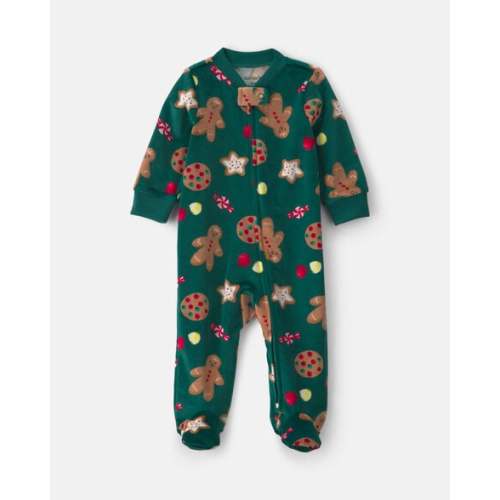 Baby Christmas Gingerbread 2-Way Zip Sleep & Play Pajamas - Green | Carter's