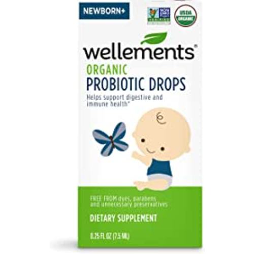 Amazon.com: Wellements Organic Probiotic Drops, Baby Digestive and Immune Support for Infants and Toddlers, Free from Dyes, Parabens, Preservatives, 0.25 Fl Oz 141188 (Pack of 1) : Health & Household