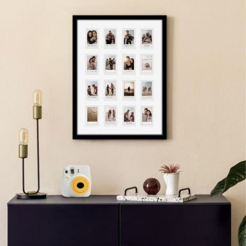 Americanflat 15x20 Instant Film Frame in Black - Instant Mini Film Frame with 16 Openings - Collage Picture Frame with Double White Mat