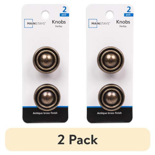 (2 pack) Mainstays 1-3/16" Traditional Cabinet Knob, Antique Brass, 2 Pack