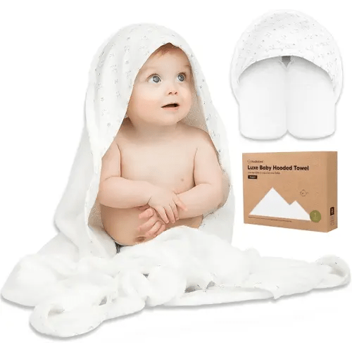 KeaBabies Hooded Baby Towel for Newborn - Viscose Derived from Bamboo Large Baby Bath Towels with Hood for Boys, Girls, Toddler, Extra Absorbent & Soft Newborn Bath Essentials (KeaStory, Regular)