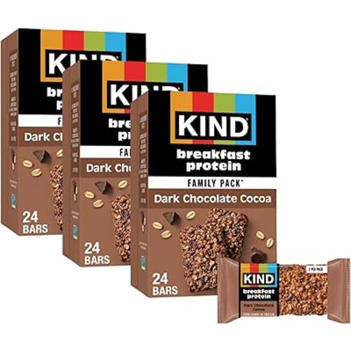 KIND Breakfast Protein Dark Chocolate Cocoa, 8g Protein, Gluten Free, 36 Count
