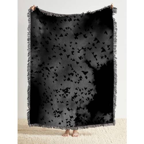 Victorian Gothic Woven Cotton Throw Blanket: Dark Academia Decor